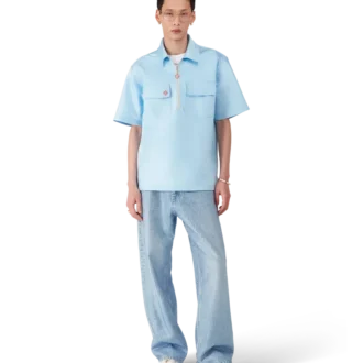 Satin-Shirt mit Viertelreißverschluss und Shorts mit kurzen Ärmeln Satin-Shirt mit Viertelreißverschluss und Shorts mit kurzen Ärmeln