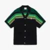 Schwarz gestreiftes Kurzarm-Poloshirt Schwarz gestreiftes Kurzarm-Poloshirt