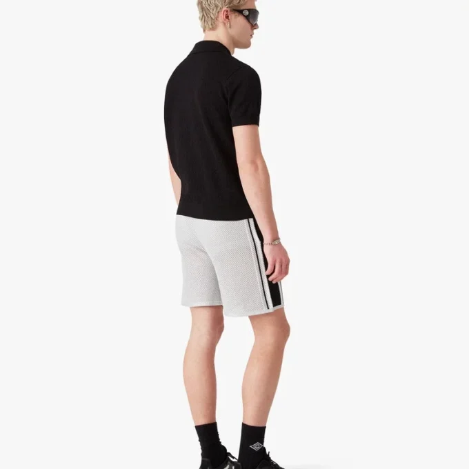 Schwarzes Pointelle-Monogramm-Poloshirt mit Shorts