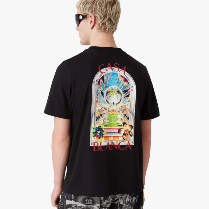 Schwarzes Tennis-Landschafts-T-Shirt mit Shorts und kurzen Ärmeln Schwarzes Tennis-Landschafts-T-Shirt mit Shorts und kurzen Ärmeln