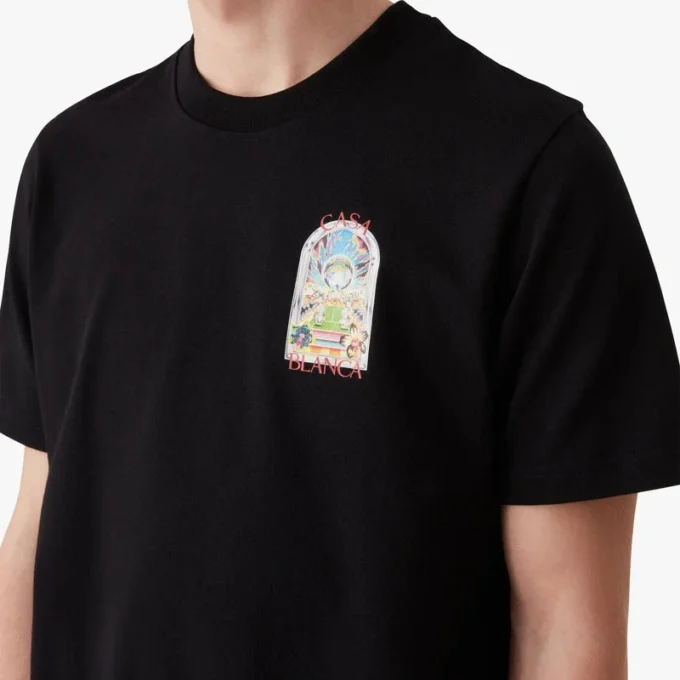 Schwarzes Tennis-Landschafts-T-Shirt mit Shorts und kurzen Ärmeln Schwarzes Tennis-Landschafts-T-Shirt mit Shorts und kurzen Ärmeln