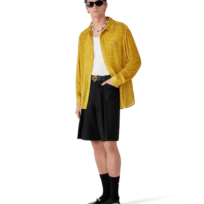 Seidenhemd mit Devora-Blumenmuster Seidenhemd mit Devora-Blumenmuster