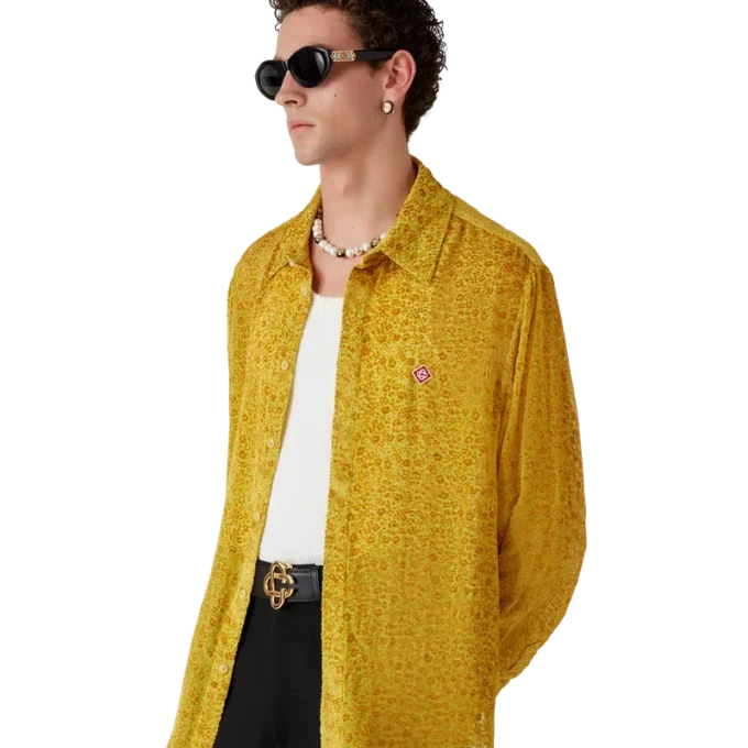 Seidenhemd mit Devora-Blumenmuster Seidenhemd mit Devora-Blumenmuster