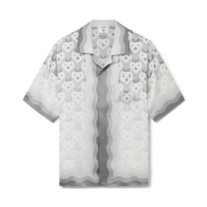 Seidenhemd mit Herz-Monogramm in Farbverlauf