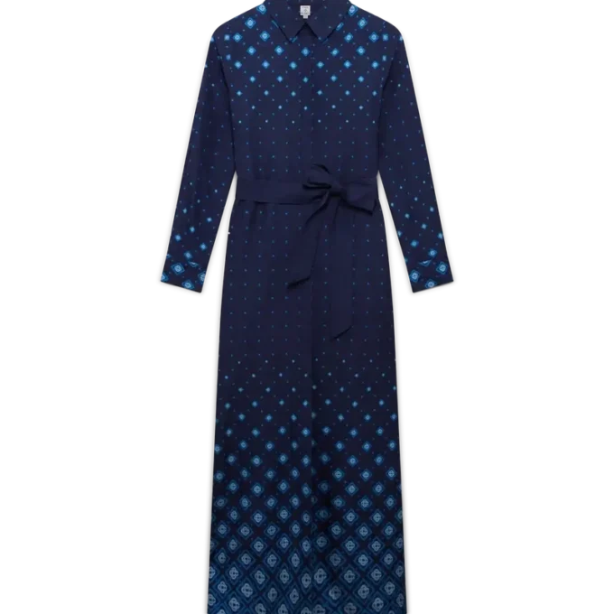 Seidenhemdkleid mit Farbverlauf