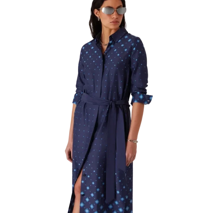 Seidenhemdkleid mit Farbverlauf