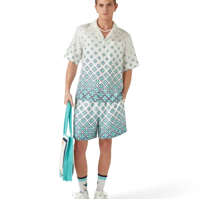 Seidenshorts mit Monogramm-Farbverlauf