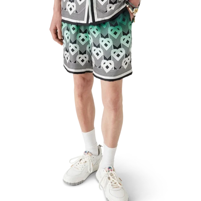 Seidenshorts mit Monogramm-Farbverlauf