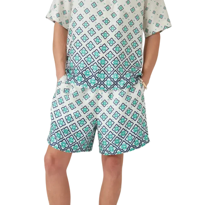 Seidenshorts mit Monogramm-Farbverlauf