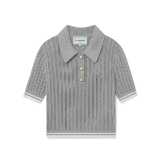 Silbernes Kurzarm-Poloshirt