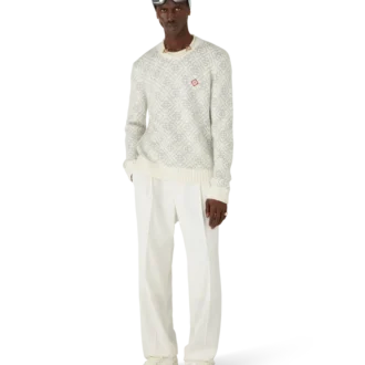 Silbernes Monogramm aus Mohair-Mischung mit Rundhalsausschnitt