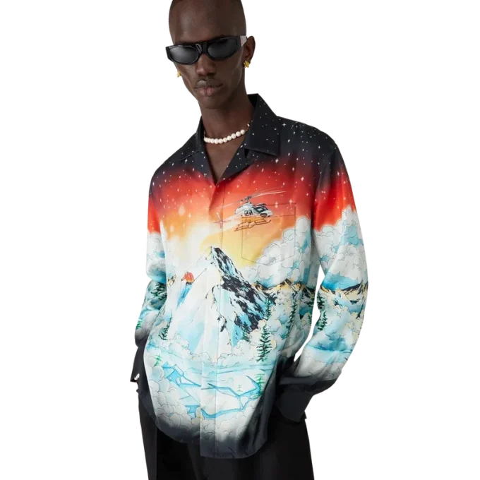 Ski Lake Langarmhemd aus Seidentwill