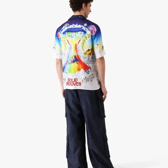 Solid Grooves Kurzarm-Seidenhemd