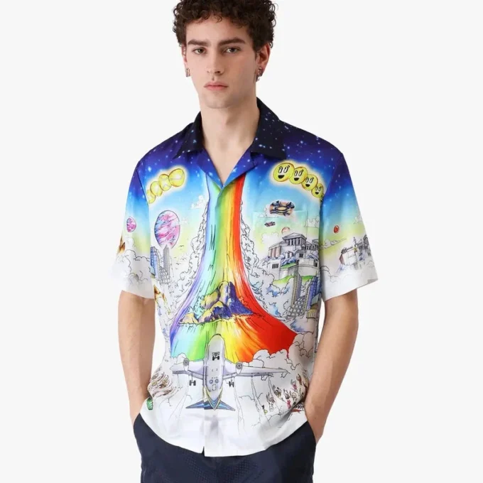 Solid Grooves Kurzarm-Seidenhemd