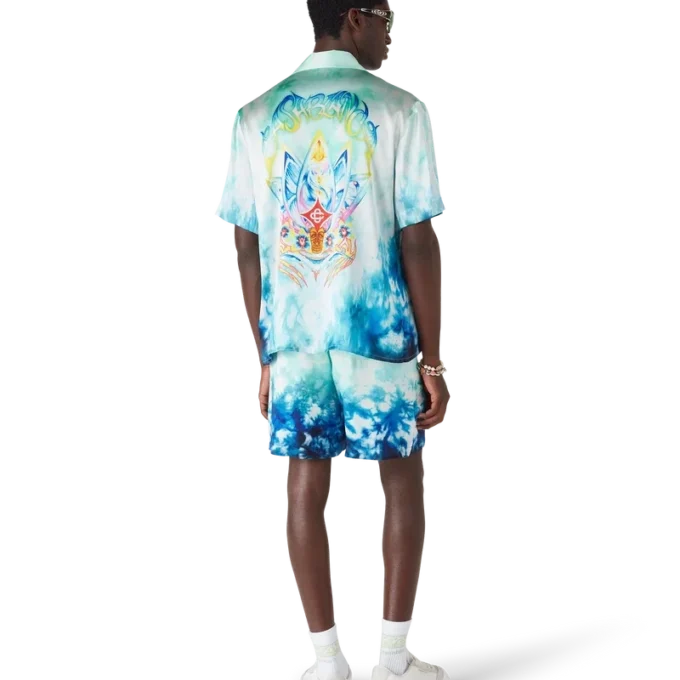 Surf Lotus Kurzarm-Seidenhemd