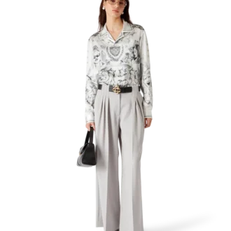 Tattoo-Seidenhemd mit langen Ärmeln