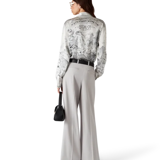 Tattoo-Seidenhemd mit langen Ärmeln