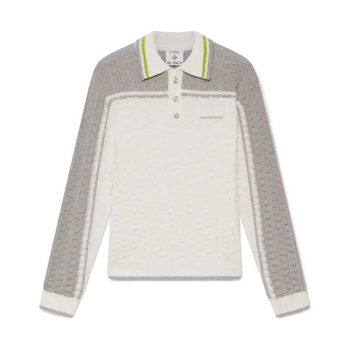 Tennis Bouclé Langarm-Poloshirt