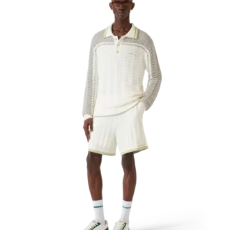 Tennis Bouclé Langarm-Poloshirt