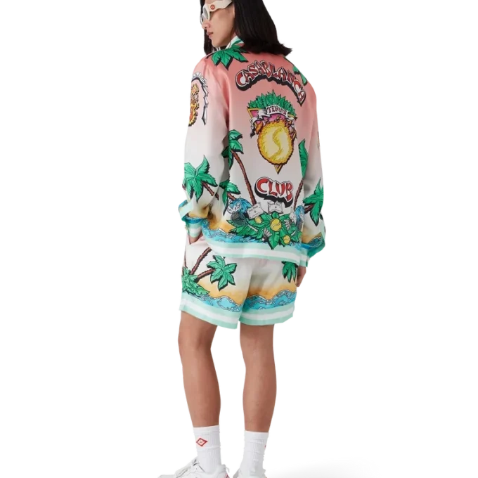 Tennis Club Langarm-Seidenhemd