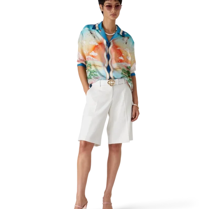 Tennis Club Seidenhemd mit langen Ärmeln Tennis Club Seidenhemd mit langen Ärmeln