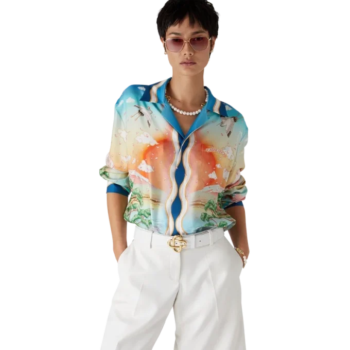 Tennis Club Seidenhemd mit langen Ärmeln Tennis Club Seidenhemd mit langen Ärmeln