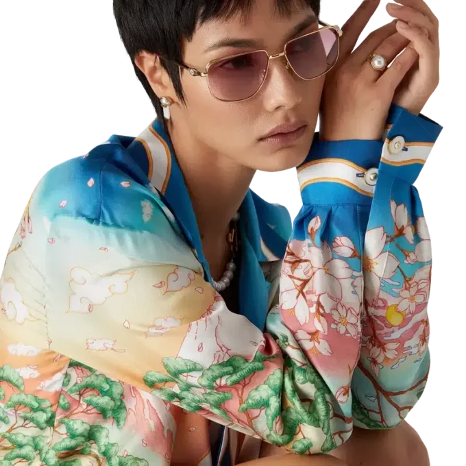 Tennis Club Seidenhemd mit langen Ärmeln Tennis Club Seidenhemd mit langen Ärmeln