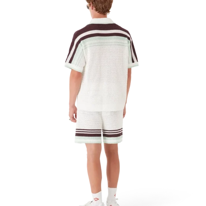 Tennis-Häkelhemd aus Baumwolle mit kurzen Ärmeln Tennis-Häkelhemd aus Baumwolle mit kurzen Ärmeln