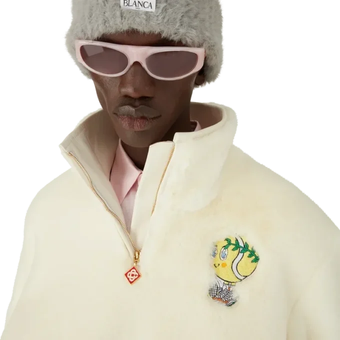 Tennis-Maskottchen-Jacke mit Viertelreißverschluss und Kunstfell