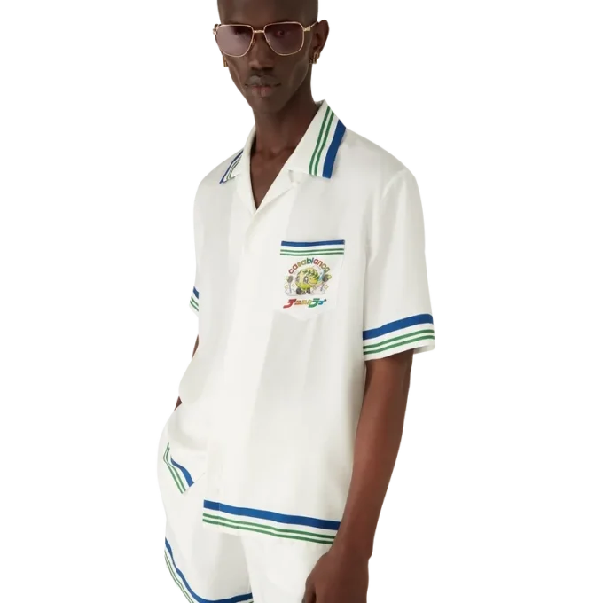 Tennis-Maskottchen-Kurzarm-Shorts aus Seidentwill Tennis-Maskottchen-Kurzarm-Shorts aus Seidentwill