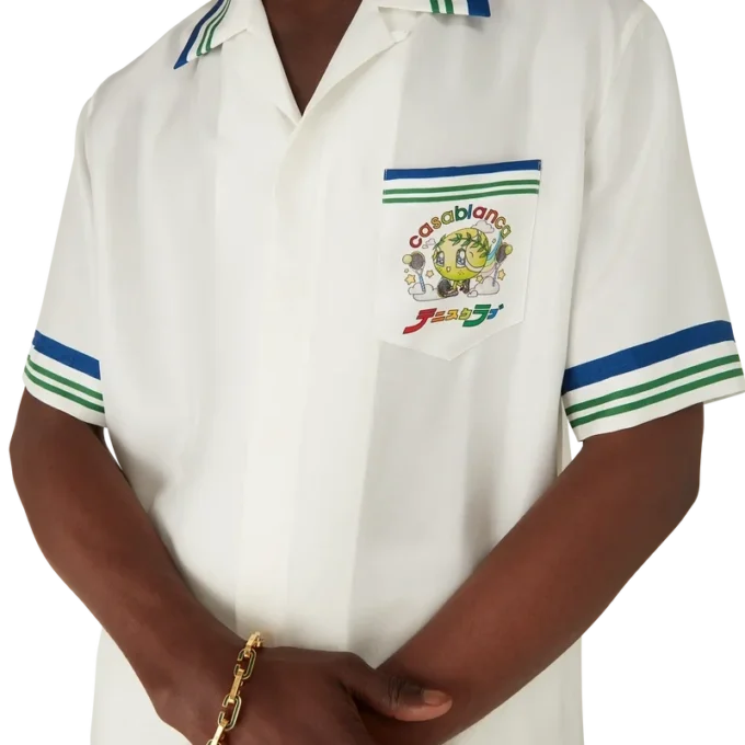 Tennis-Maskottchen-Kurzarm-Shorts aus Seidentwill Tennis-Maskottchen-Kurzarm-Shorts aus Seidentwill