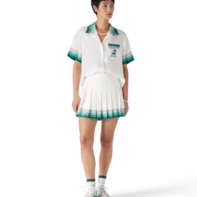 Tennis-Minirock aus plissierter Seide