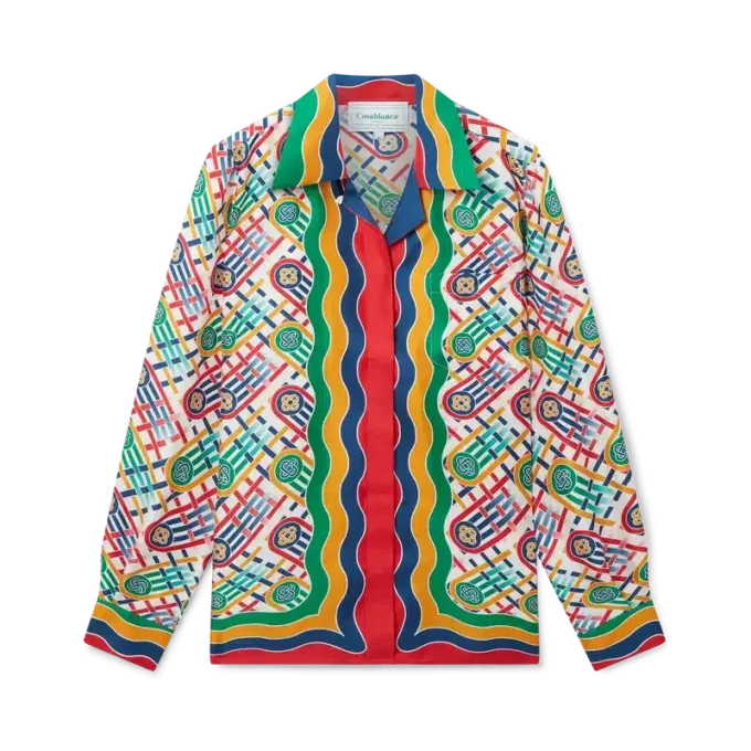 Tennis-Monogramm-Seidenhemd Tennis-Monogramm-Seidenhemd