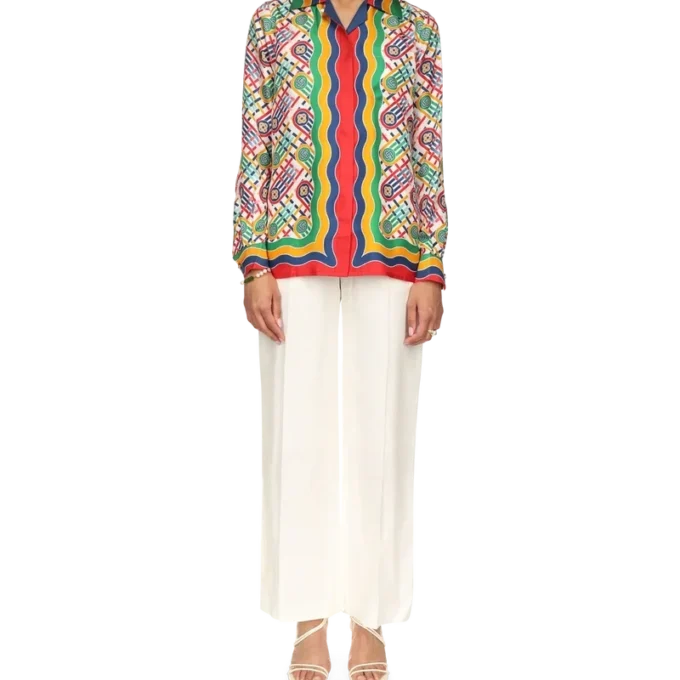 Tennis-Monogramm-Seidenhemd Tennis-Monogramm-Seidenhemd