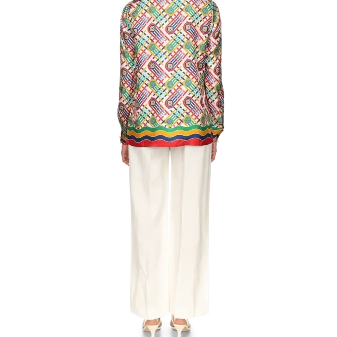 Tennis-Monogramm-Seidenhemd Tennis-Monogramm-Seidenhemd