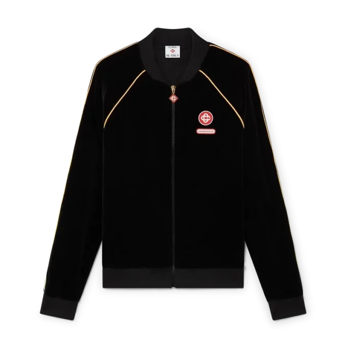 Trainingsjacke aus Velours mit Farbverlaufspaspel