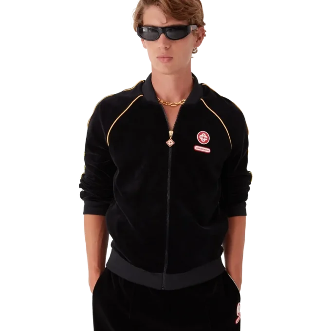 Trainingsjacke aus Velours mit Farbverlaufspaspel