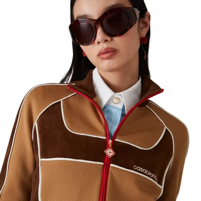 Trainingsjacke mit Chenille-Einsätzen