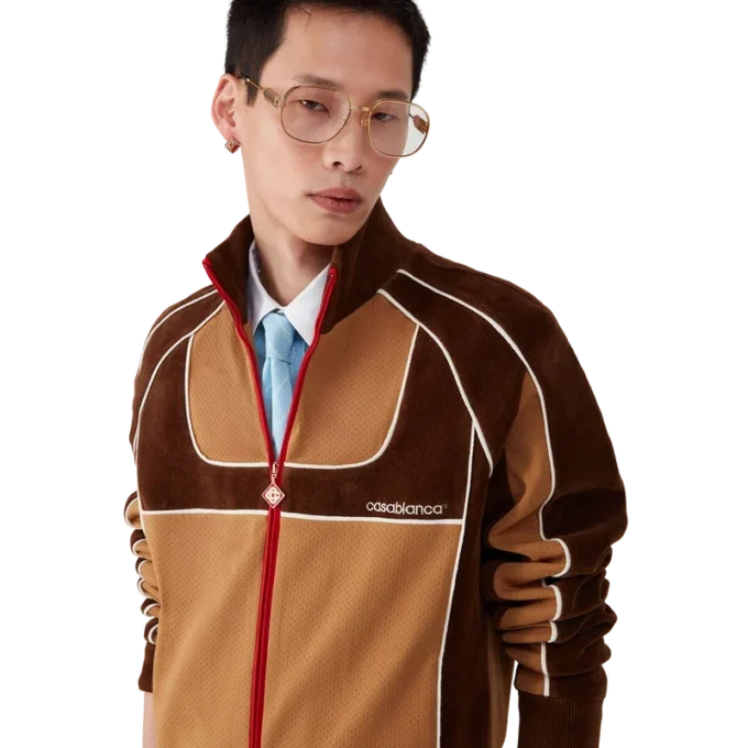 Trainingsjacke mit Chenille-Einsätzen