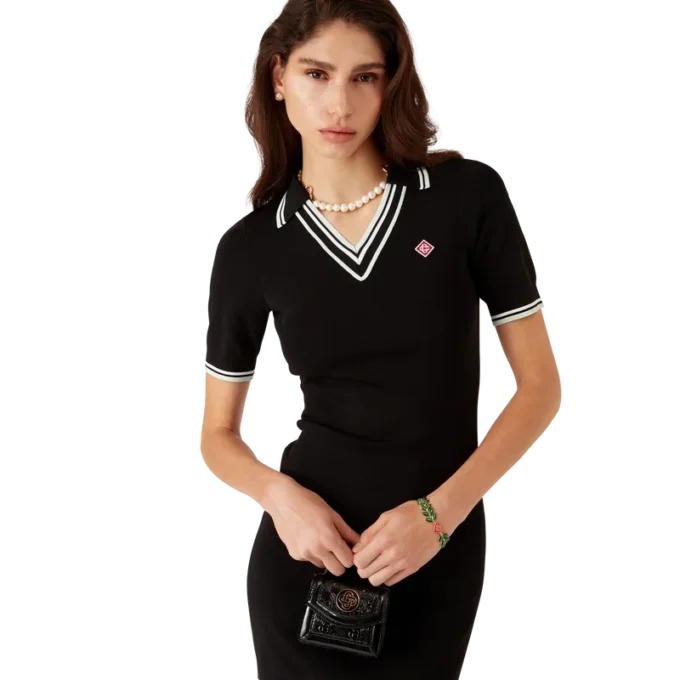 Viskose-Poloshirt mit V-Ausschnitt Viskose-Poloshirt mit V-Ausschnitt