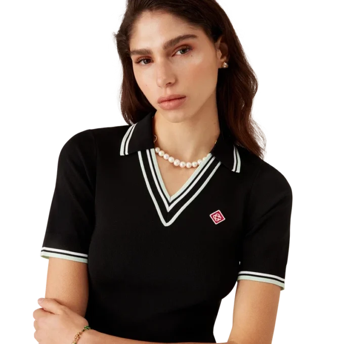 Viskose-Poloshirt mit V-Ausschnitt Viskose-Poloshirt mit V-Ausschnitt