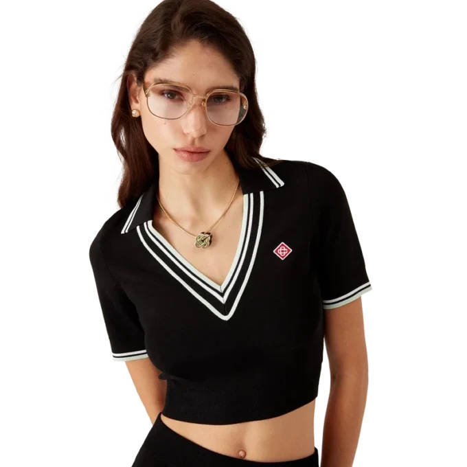 Viskose-Poloshirt mit V-Ausschnitt Viskose-Poloshirt mit V-Ausschnitt