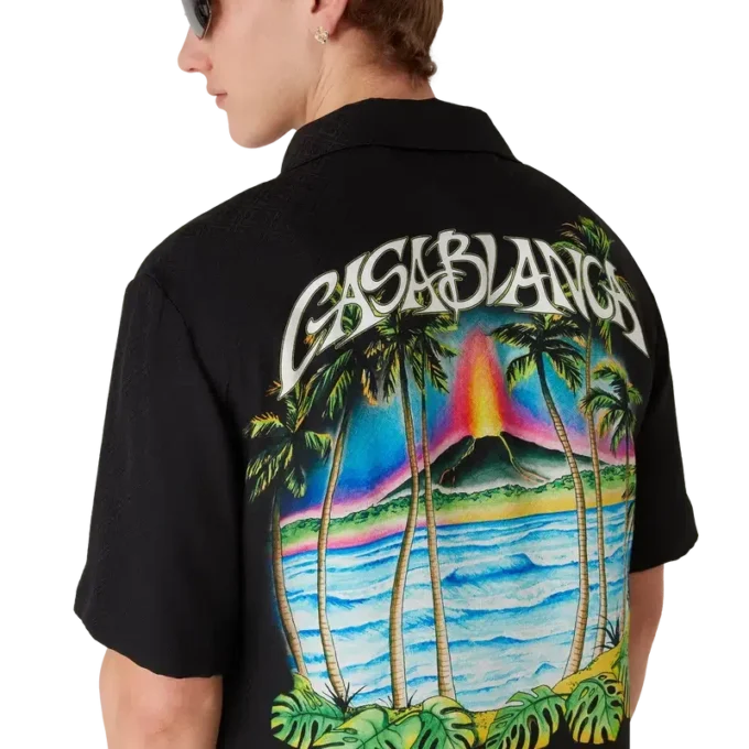 Volcano Kurzarm-Jacquard-Klassiker-Shirt