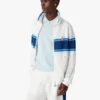 Weiß-blau gestreifte Mesh-Trainingsjacke Weiß-blau gestreifte Mesh-Trainingsjacke
