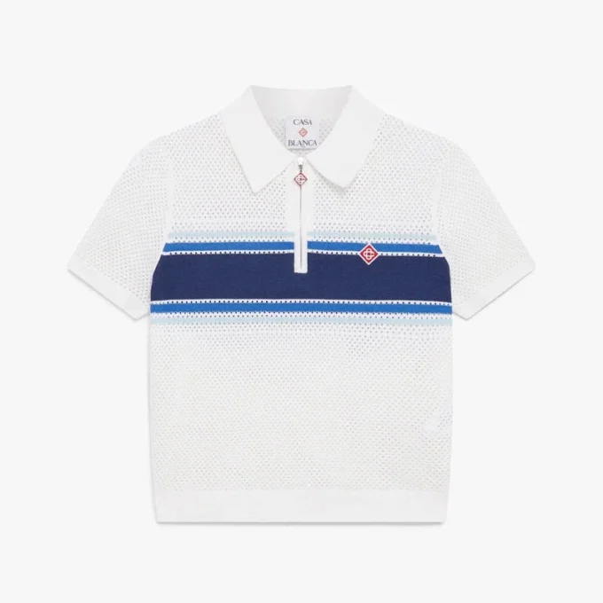 Weiß-blau gestreiftes Mesh-Oberteil Weiß-blau gestreiftes Mesh-Oberteil