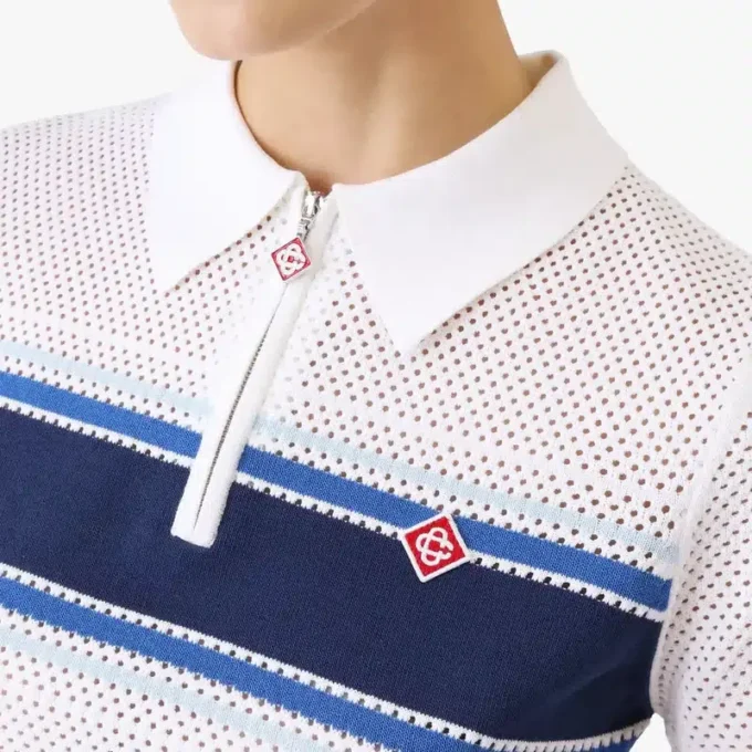 Weiß-blau gestreiftes Mesh-Oberteil Weiß-blau gestreiftes Mesh-Oberteil