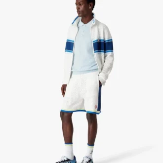 Weiß-blaue Häkel-Shorts