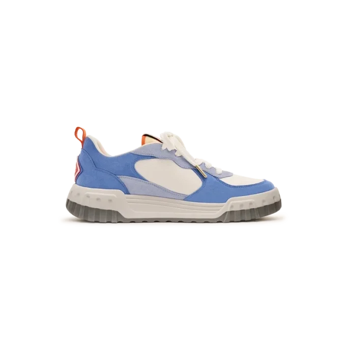 Weiß-blauer Court-Sneaker für Herren