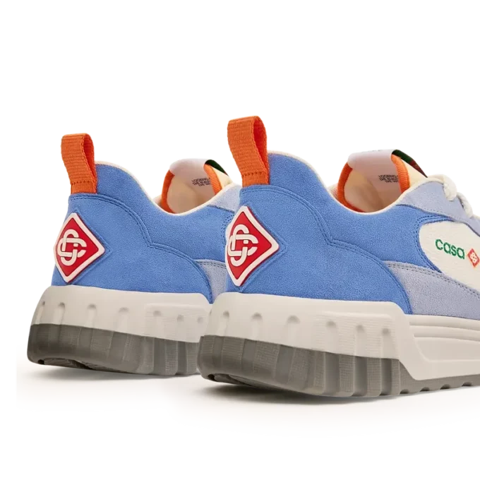 Weiß-blauer Court-Sneaker für Herren