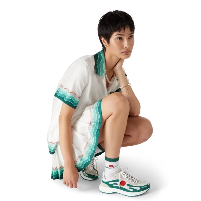 Weiß-grüner Stade-Sneaker für Damen Weiß-grüner Stade-Sneaker für Damen